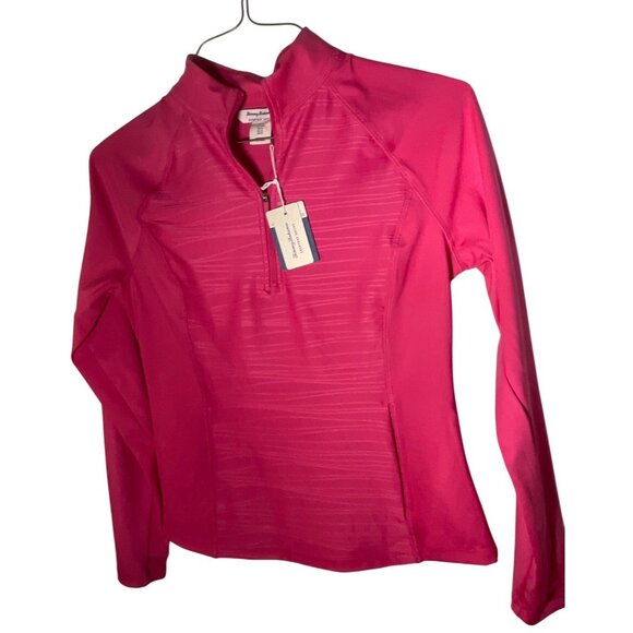 Tommy Bahama Womens Everyday Active UPF 50 Pink Quarter-Zip Long-Sleeve Moisture - Picture 2 of 16